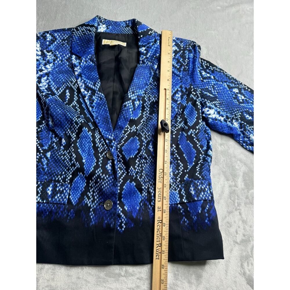 MICHAEL Michael Kors Blazer Womens 6 Black Blue Reptile Animal Print 3/4 Sleeve - Picture 9 of 10